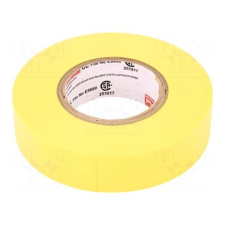 Tape: electrical insulating | W: 19mm | L: 20m | Thk: 0.18mm | yellow