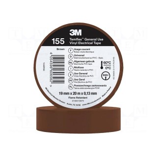 Tape: electrical insulating | W: 19mm | L: 20m | Thk: 0.127mm | brown