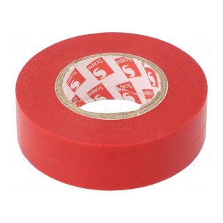Tape: electrical insulating | W: 19mm | L: 20m | Thk: 0.13mm | red | 180%