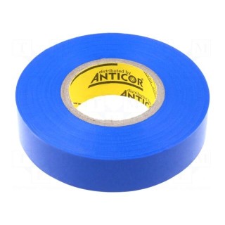Tape: electrical insulating | W: 19mm | L: 20m | Thk: 0.19mm | blue | 380%