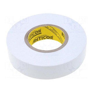 Tape: electrical insulating | W: 19mm | L: 20m | Thk: 0.19mm | white