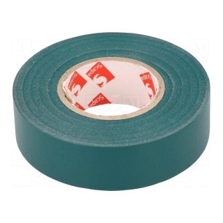Tape: electrical insulating | W: 19mm | L: 25m | Thk: 0.13mm | green