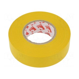 Tape: electrical insulating | W: 19mm | L: 25m | Thk: 130um | yellow