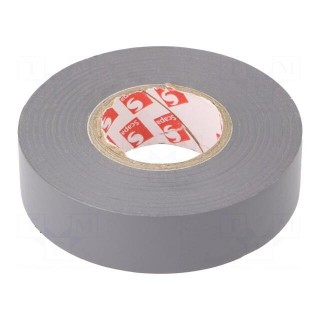 Tape: electrical insulating | W: 19mm | L: 25m | Thk: 0.15mm | grey | 170%