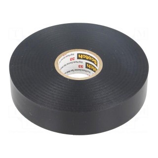 Tape: electrical insulating | W: 19mm | L: 33m | Thk: 0.18mm | black
