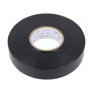 Tape: electrical insulating | W: 19mm | L: 33m | Thk: 180um | black | 300%