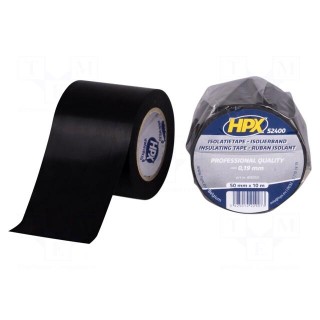 Tape: electrical insulating | W: 50mm | L: 10m | Thk: 0.19mm | black
