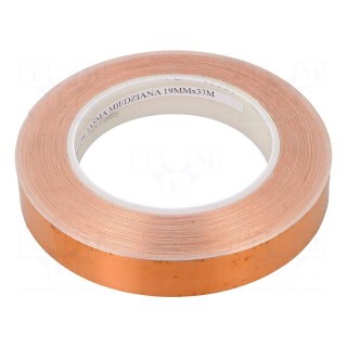 Tape: electrically conductive | W: 19mm | L: 33m | Thk: 0.066mm | copper