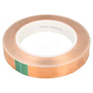 Tape: electrically conductive | W: 19mm | L: 33m | Thk: 0.08mm | copper