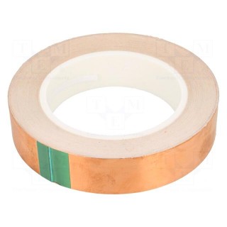 Tape: electrically conductive | W: 25mm | L: 33m | Thk: 0.08mm | copper