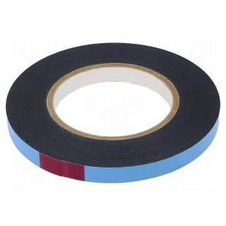 Tape: fixing | W: 12mm | L: 10m | Thk: 0.8mm | two-sided adhesive | black