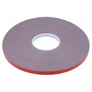 Tape: fixing | W: 12mm | L: 33m | Thk: 1.1mm | double-sided | acrylic | grey