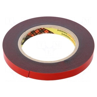 Tape: fixing | W: 12mm | L: 5.5m | Thk: 1.1mm | acrylic | dark grey