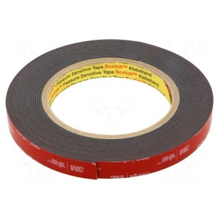 Tape: fixing | W: 12mm | L: 5.5m | Thk: 1100um | acrylic | black