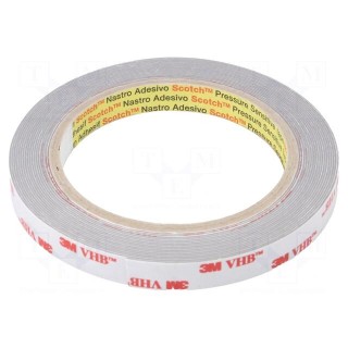 Tape: fixing | W: 12mm | L: 5.5m | Thk: 600um | acrylic | grey | Tmax: 149°C