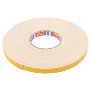 Tape: fixing | W: 15mm | L: 25m | Thk: 1.1mm | double-sided | acrylic | 80°C