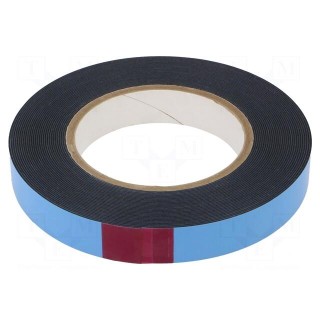 Tape: fixing | W: 19mm | L: 10m | Thk: 0.8mm | two-sided adhesive | black