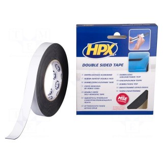 Tape: fixing | W: 19mm | L: 10m | Thk: 1050um | double-sided | acrylic
