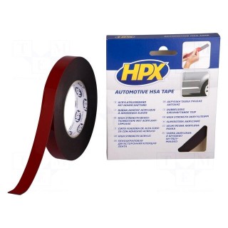 Tape: fixing | W: 19mm | L: 10m | Thk: 1.1mm | double-sided | acrylic