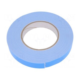 Tape: fixing | W: 19mm | L: 10m | Thk: 1.1mm | double-sided | white