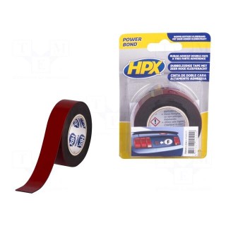 Tape: fixing | W: 19mm | L: 2m | double-sided | anthracite