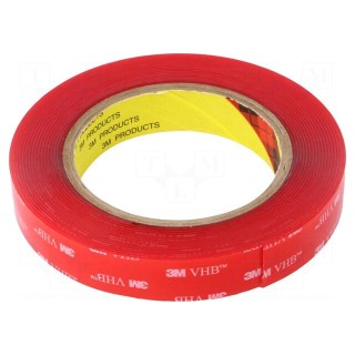 Tape: fixing | W: 19mm | L: 5.5m | Thk: 1mm | acrylic | transparent