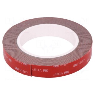 Tape: fixing | W: 19mm | L: 5m | Thk: 1.1mm | acrylic | grey | max.230°C