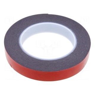 Tape: fixing | W: 19mm | L: 5m | Thk: 1.1mm | double-sided | acrylic | black