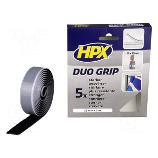 Tape: fixing | W: 25mm | L: 2m | Thk: 3100um | synthetic rubber | black