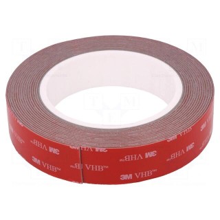 Tape: fixing | W: 25mm | L: 5m | Thk: 1.1mm | acrylic | grey | max.230°C