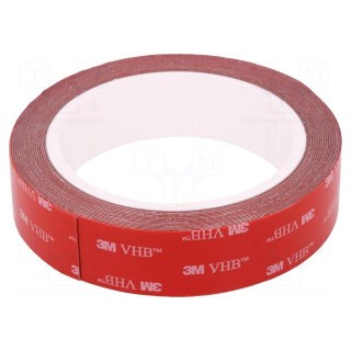Tape: fixing | W: 25mm | L: 5m | Thk: 0.6mm | acrylic | grey | max.230°C