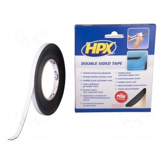 Tape: fixing | W: 9mm | L: 10m | Thk: 1.05mm | double-sided | acrylic