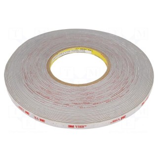 Tape: fixing | W: 9mm | L: 33m | Thk: 600um | acrylic | grey | Tmax: 149°C