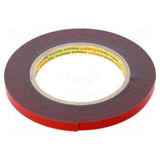 Tape: fixing | W: 9mm | L: 5.5m | Thk: 1.1mm | acrylic | dark grey | UL-746C