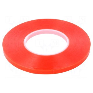 Tape: fixing | W: 9mm | L: 50m | Thk: 0.22mm | modified acryl | red