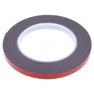 Tape:fixing;W:9mm;L:5m;Thk:1.1mm;double-sided;acrylic;black