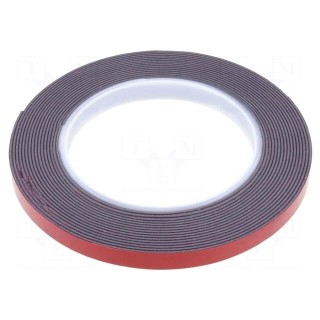 Tape: fixing | W: 9mm | L: 5m | Thk: 1.1mm | double-sided | acrylic | black