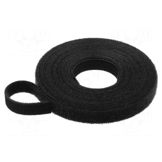 Tape: hook and loop | W: 10mm | L: 5m | black | Application: bundling