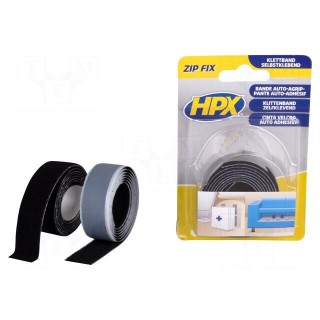 Tape: hook and loop | W: 20mm | L: 1m | Thk: 1.5mm | synthetic rubber