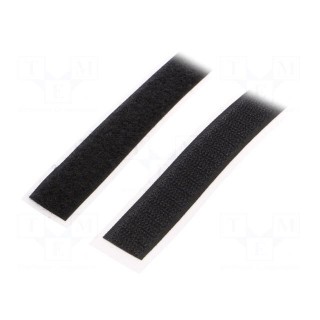 Tape: hook and loop | W: 20mm | L: 5m | Thk: 3mm | rubber | black | -10÷60°C