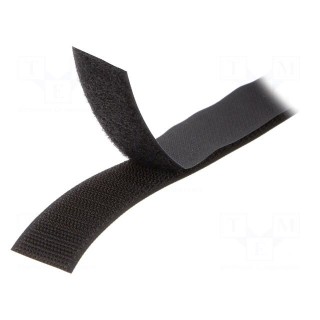 Tape: hook and loop | W: 25mm | L: 5m | Thk: 3mm | rubber | black | -10÷60°C