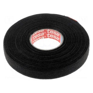 Tape: textile | W: 15mm | L: 25m | Thk: 300um | Automotive | black | 105°C