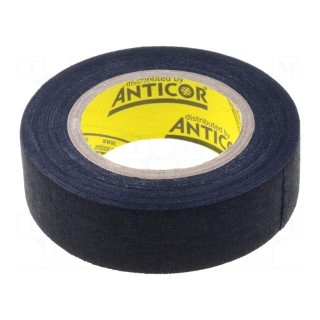 Tape: textile | W: 19mm | L: 10m | Thk: 250um | rubber | black | -40÷105°C