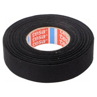Tape: textile | W: 19mm | L: 15m | Thk: 300um | Automotive | black | 150°C