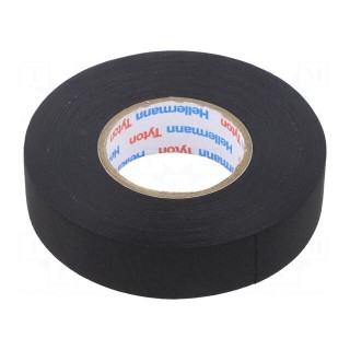 Tape: textile | W: 19mm | L: 25m | Thk: 0.18mm | rubber | black | -40÷125°C