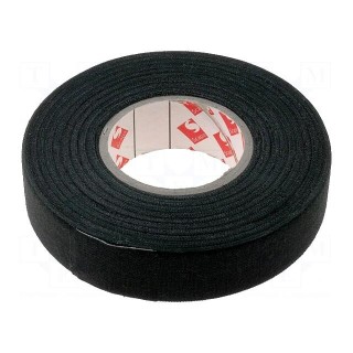 Tape: textile | W: 19mm | L: 25m | Thk: 250um | rubber | black | 8%