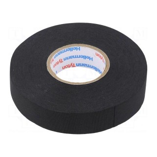 Tape: textile | W: 19mm | L: 25m | Thk: 0.25mm | rubber | black | -40÷150°C