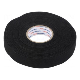 Tape: textile | W: 19mm | L: 25m | Thk: 0.3mm | rubber | black | -40÷105°C
