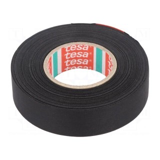 Tape: textile | W: 19mm | L: 25m | Thk: 0.16mm | Automotive | rubber | black