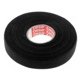 Tape: textile | W: 19mm | L: 25m | Thk: 300um | Automotive | black | 105°C